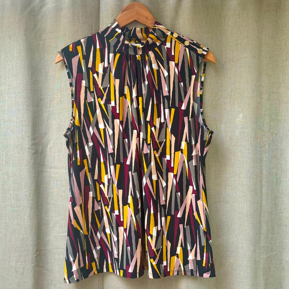 Anne Klein Sleeveless Print Top | Size Large